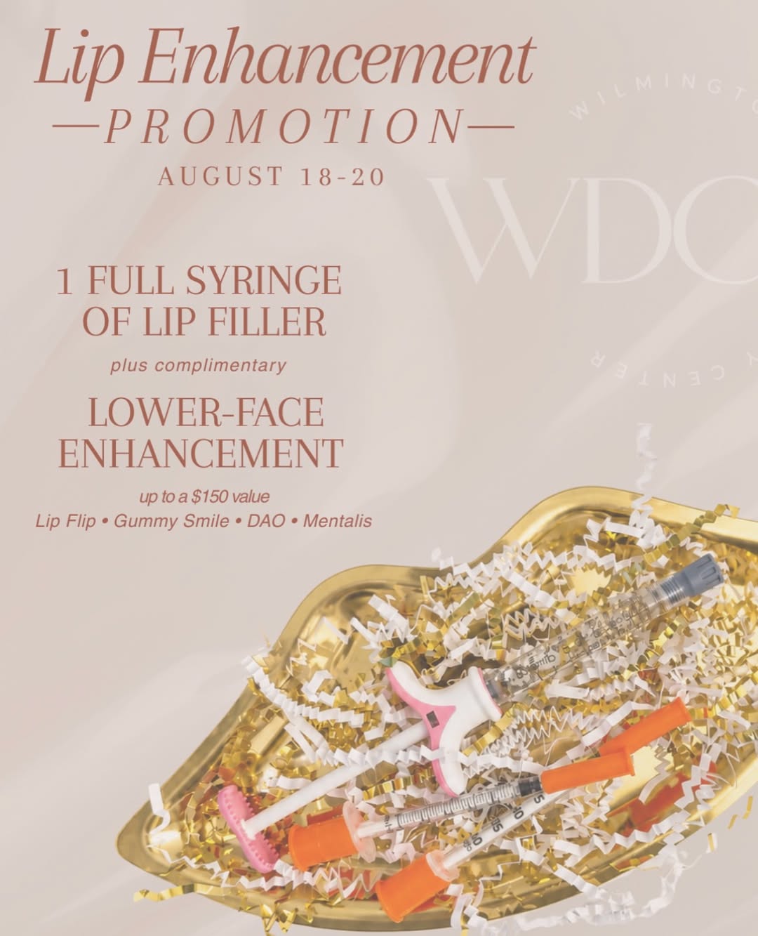 Instagram post by Dr. Rosalyn George: Lip filler + a little something extra! August 18–20, receive a complimentary lower-face neuromodulator enhancement (up to a $150 value) with…