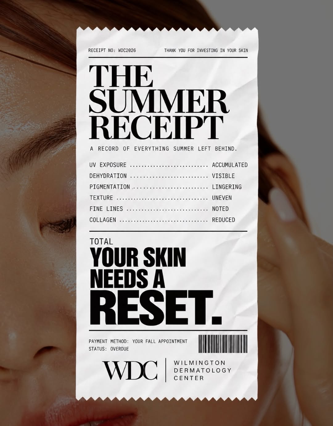 Instagram post by Dr. Rosalyn George: summer left the receipts ☀️🧾 sun exposure, dehydration, lingering pigmentation, uneven texture and fine lines can all start to show after a…