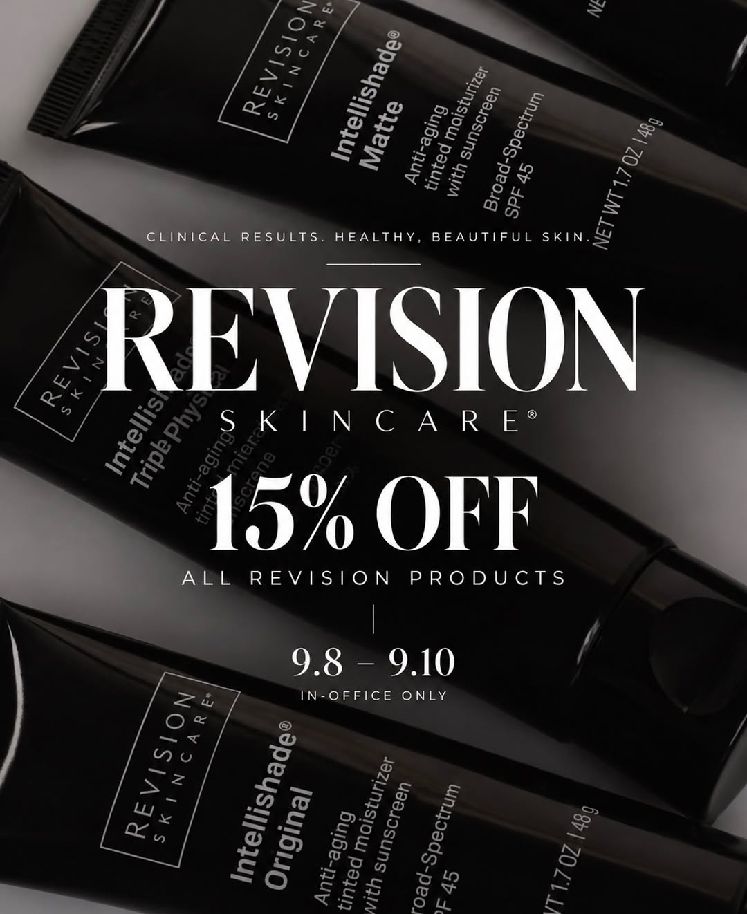 Instagram post by Dr. Rosalyn George: Revision Skincare favorites, but for less ✨ Enjoy 15% off ALL Revision Skincare products September 8–10 in-office at WDC. The perfect time t…