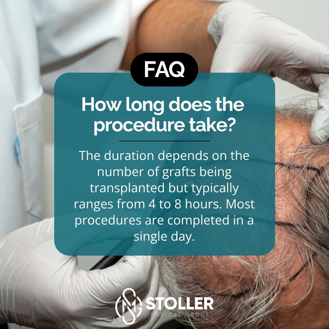 Instagram post by Dr. Roy Stoller: FAQ: How long does the procedure take?⏱️ Most procedures range from 4 to 8 hours and are completed in a single day. You go home the same day…