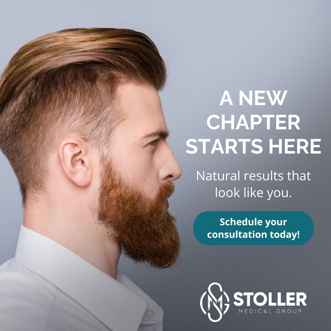 Instagram post by Dr. Roy Stoller: A new chapter starts here.📖 Your hair restoration journey begins with one simple step—a conversation. At Stoller Medical Group, Dr. Roy B. …
