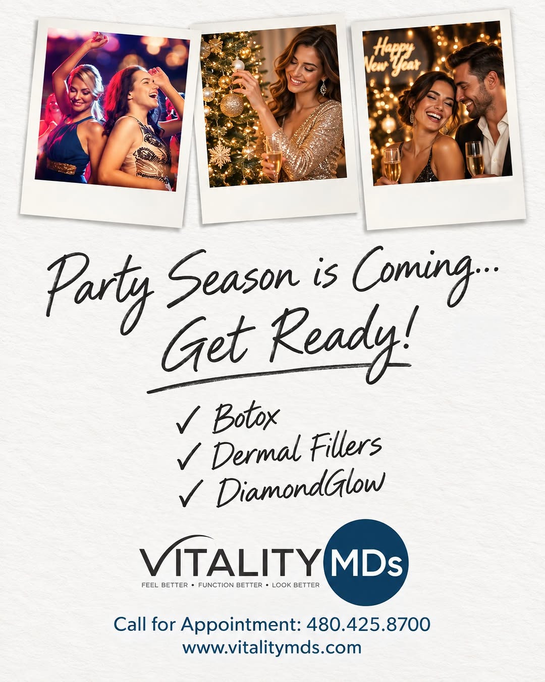 Instagram post by Dr. Russell Bartels: ✨🎉 Don't Wait for Party Season! 🎉✨ A little planning now can help you look fresh, polished, and photo-ready for the celebrations ahead. 🥂…