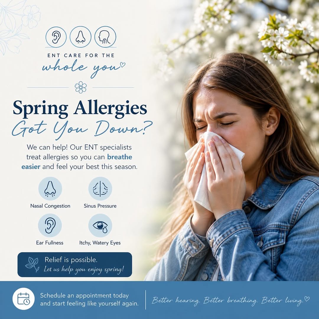 Instagram post by Dr. Ryan Chastant: Spring allergies slowing you down? 🌼🤧 You don’t have to suffer through it! ✨ Relief is possible. Let us help you enjoy the season again! �…
