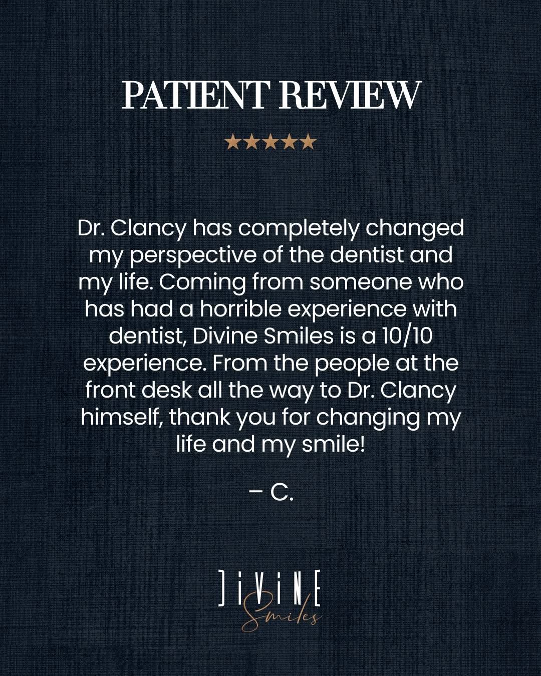 Instagram post by Dr. Ryan M Clancy, D: "From dental anxiety to a 10/10 experience," this is why we do what we do 🌟 Reviews like this remind us that great dentistry is about more …