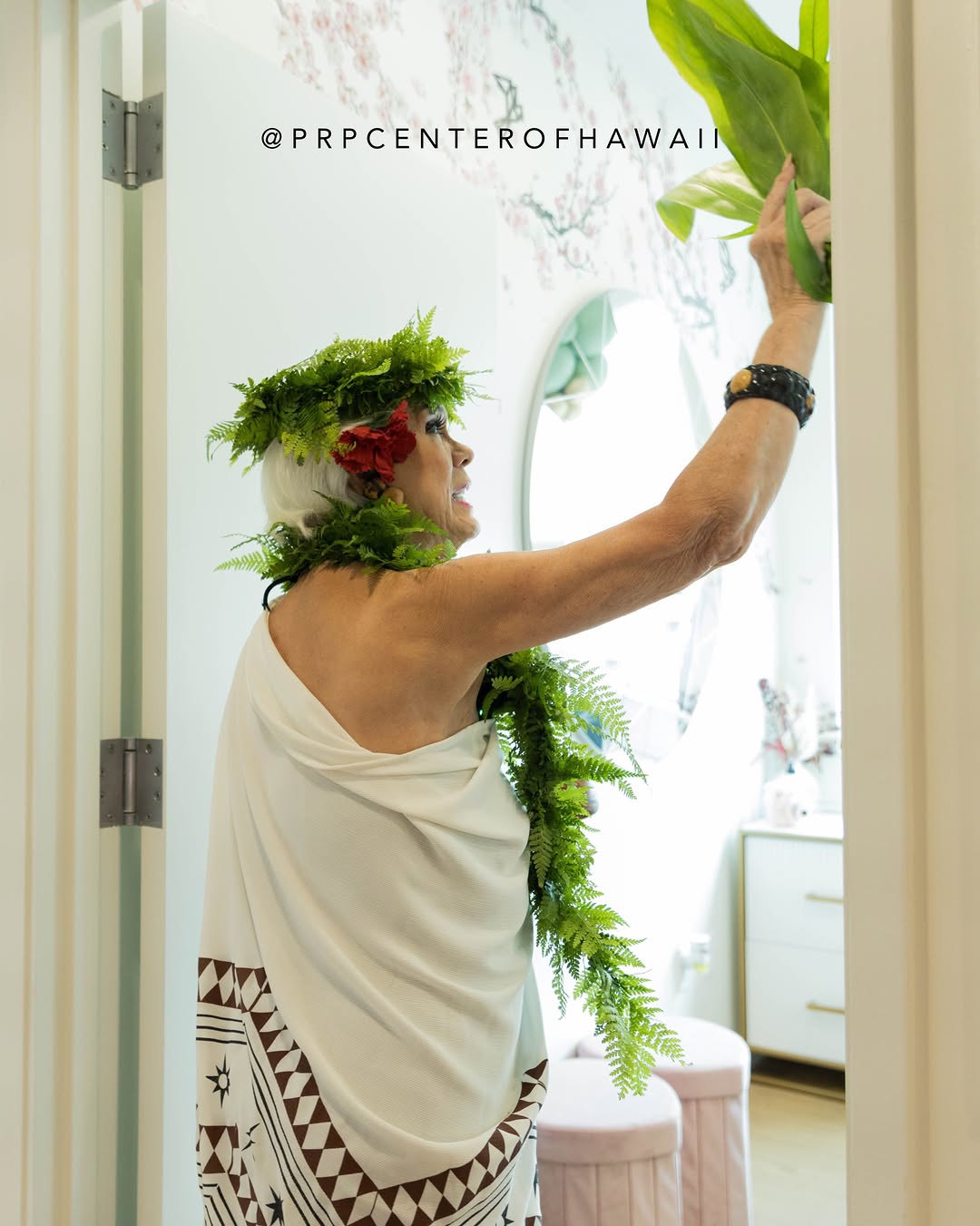 Instagram post by Dr. S. Larry Schlesinger: A meaningful moment from our grand opening in April 2023. Mahalo to Auntie Iwalani for blessing our space and setting the intention for heal…