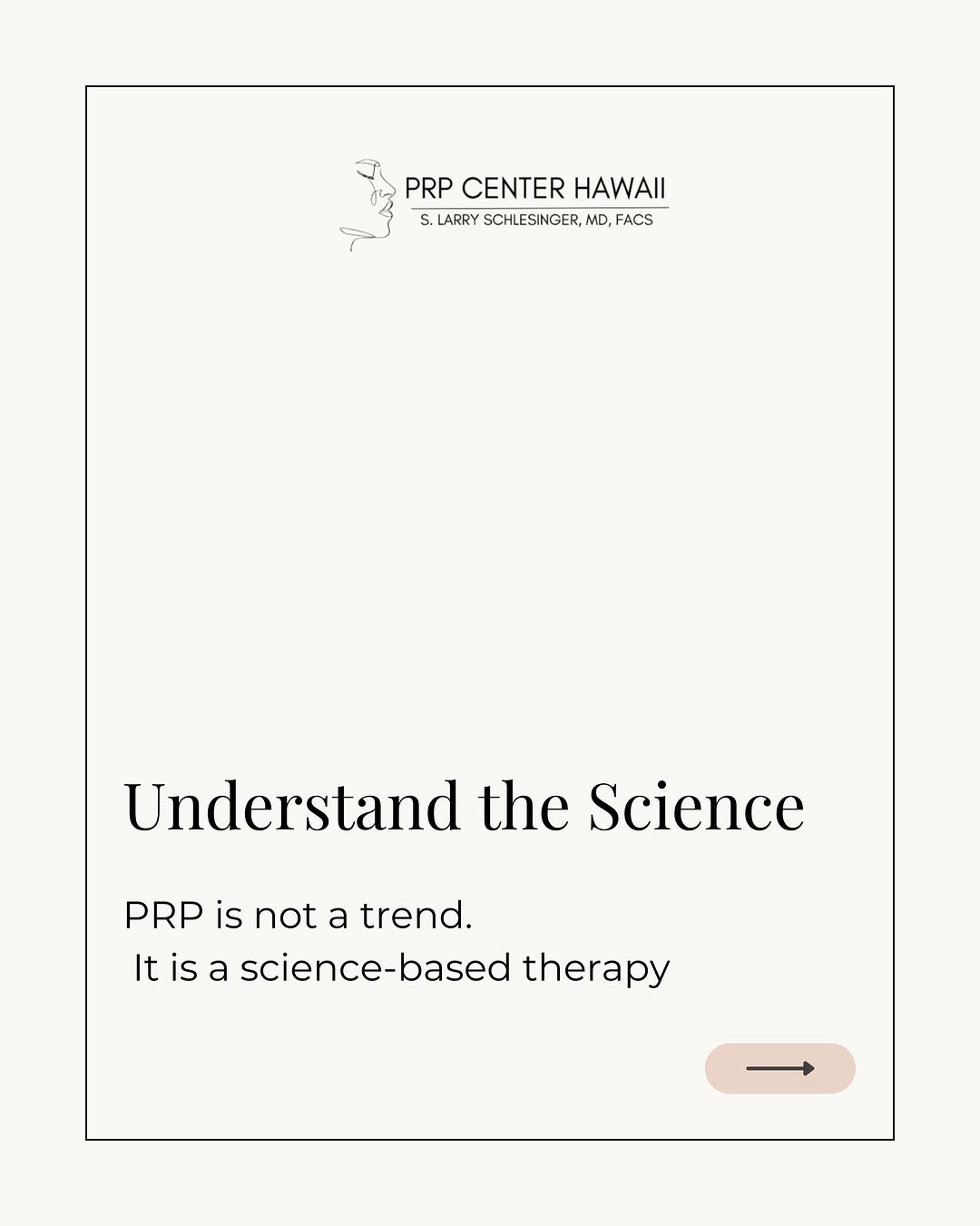 Instagram post by Dr. S. Larry Schlesinger: PRP is not a trend. It is a science-based therapy designed to support tissue repair, circulation, and regeneration using your body’s own bio…