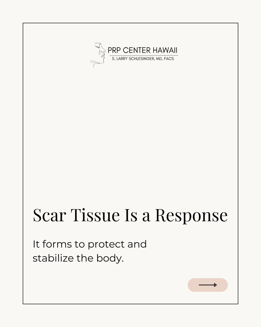 Instagram post by Dr. S. Larry Schlesinger: Scar tissue is a natural response. It forms to protect and stabilize the body—but over time, it can become stiff and limit comfort or moveme…