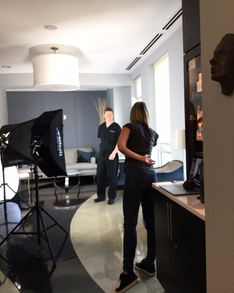 Instagram post by Dr. S. Tyler Elkins-Williams: Behind the scenes look at capturing photos for our new and improved website! See bio for link! 😷💉💻📸‼️