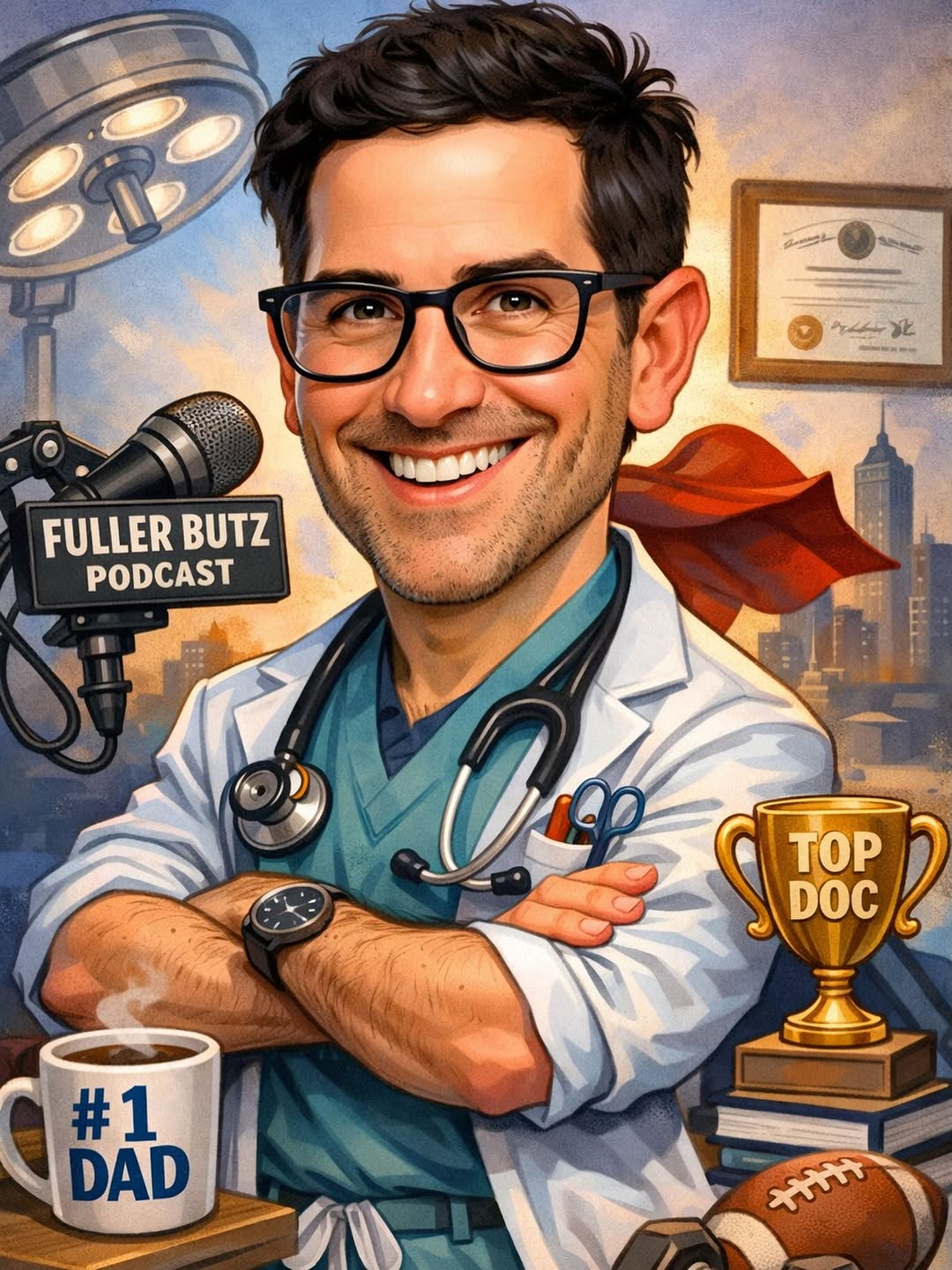 Instagram post by Dr. Sam Fuller: 🧠🎨 Surgeon by Day. Caricature by AI. I asked AI to create a caricature of me… and honestly, it nailed the vibe! Want your own custom caric…
