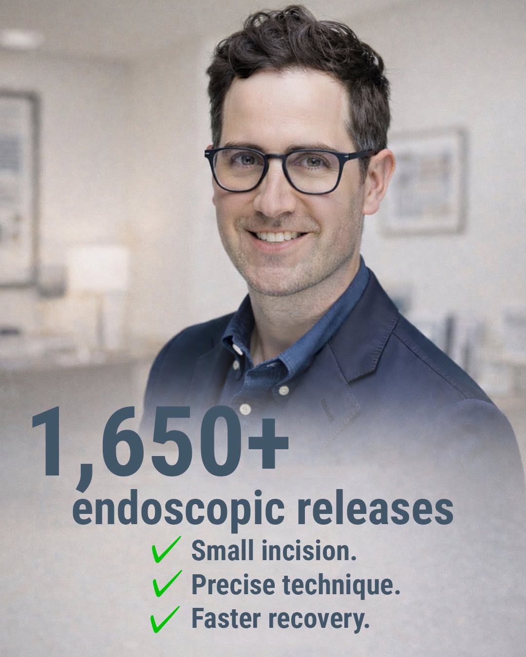 Instagram post by Dr. Sam Fuller: We are proud to recognize Board-Certified, Fellowship-Trained Physician, Dr. Sam Fuller, for performing over 1,650 endoscopic carpal tunnel …