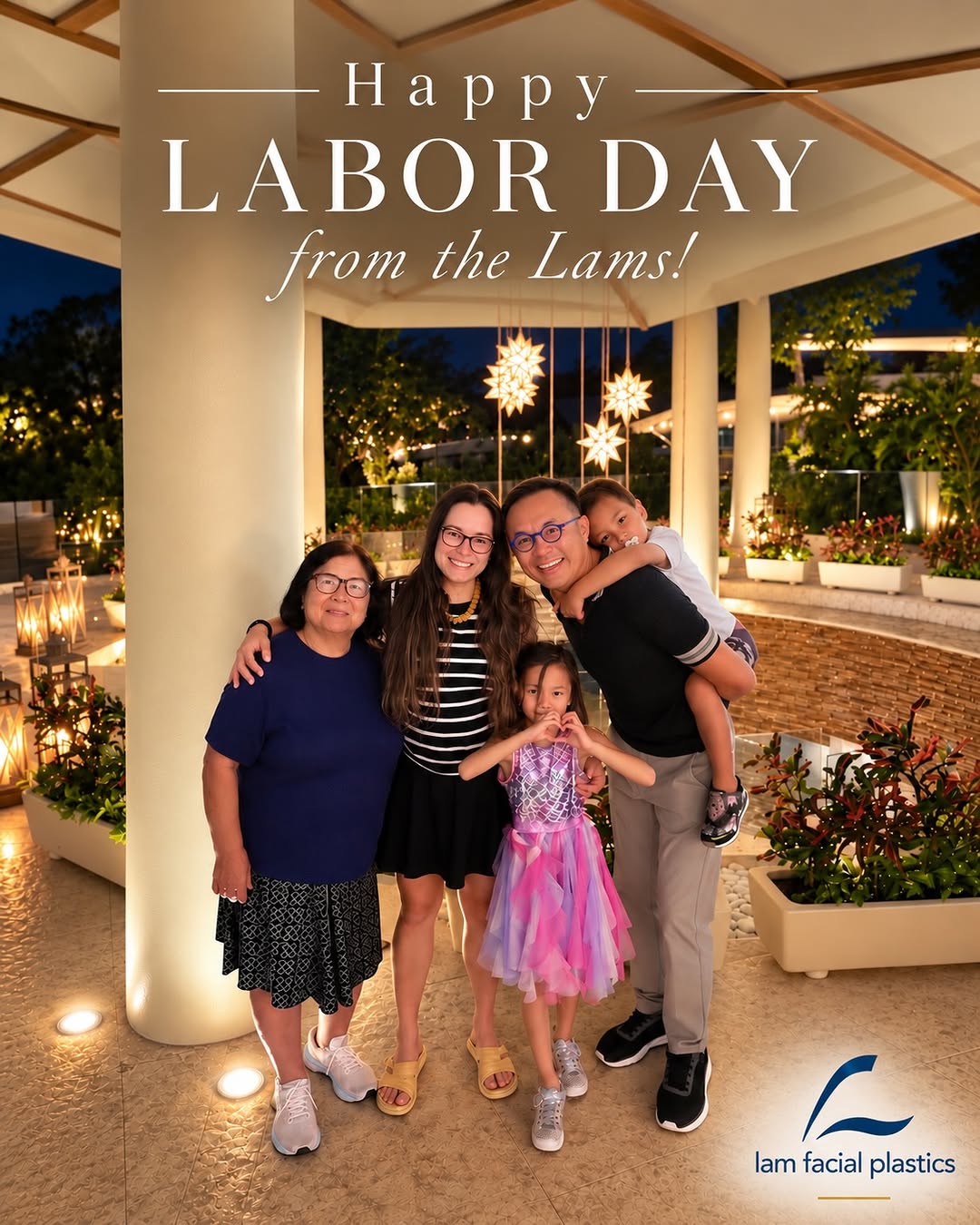 Instagram post by Dr. Sam Lam: Happy Labor Day from our family to yours! 🇺🇸❤️ Enjoying a little time together in Mexico and feeling especially grateful—for meaningful wo…