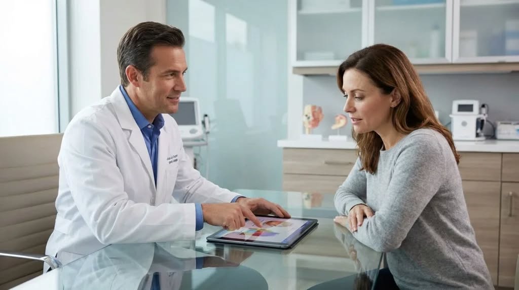 Instagram post by Dr. Sam Speron: A plastic surgery consultation is a conversation, not a commitment. It is your opportunity to discuss your goals, ask questions, understand …