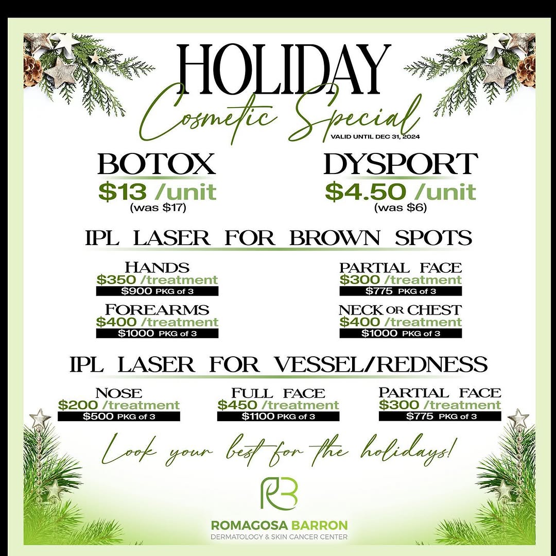 Instagram post by Dr. Samantha Fisher: Smooth out the lines and let your beauty shine! Just in time for the holidays! ✨ Discover the magic of Botox and Dysport—your secret to a yo…