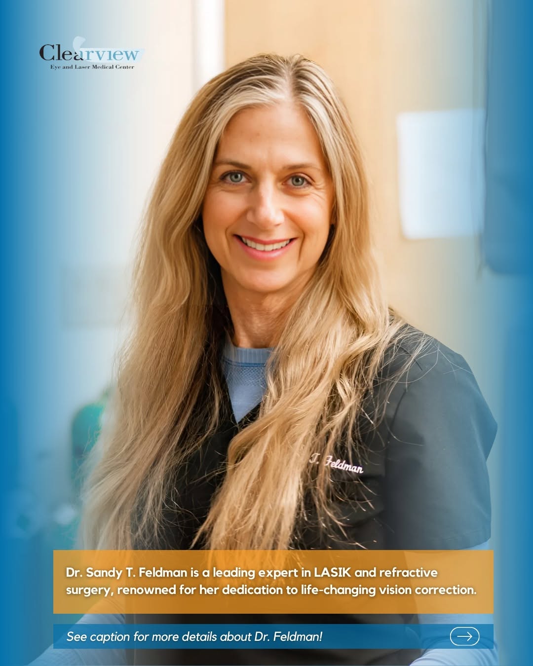 Instagram post by Dr. Sandy Feldman: Looking for San Diego’s top LASIK and vision correction expert? 👁️✨ Meet Dr. Sandy T. Feldman, recognized as the #1 ICL surgeon in San Dieg…
