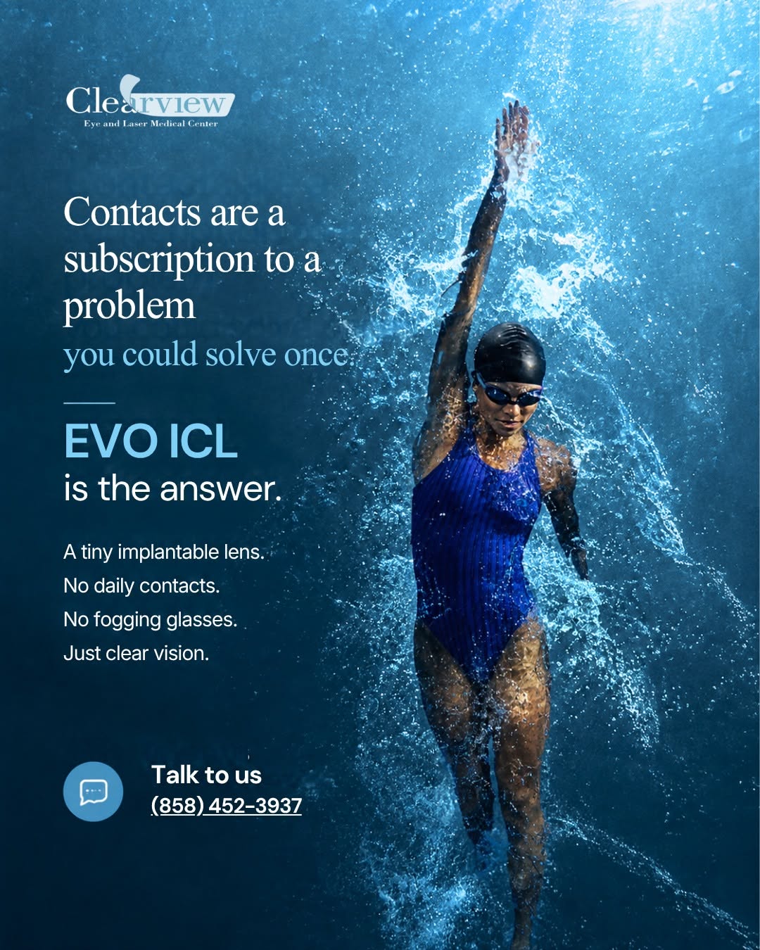 Instagram post by Dr. Sandy Feldman: What if your contact lenses could stay off your morning routine for good? Meet EVO ICL, a different approach to vision correction for people…