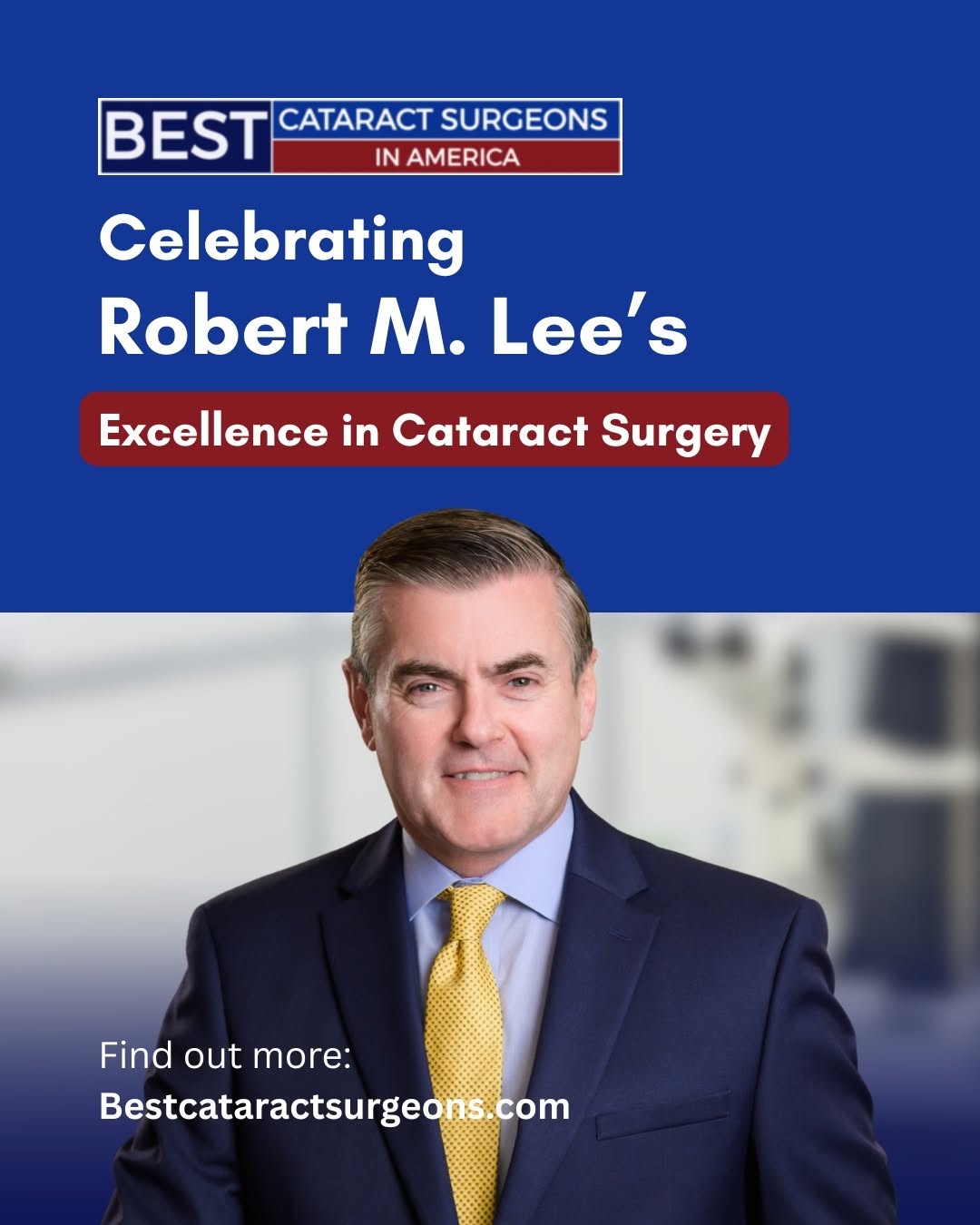 Instagram post by Dr. Satish Modi: 🌟 Considering cataract surgery or exploring your lens options? BCS proudly recognizes Dr. Robert M. Lee of St. Luke’s Cataract & Laser Inst…