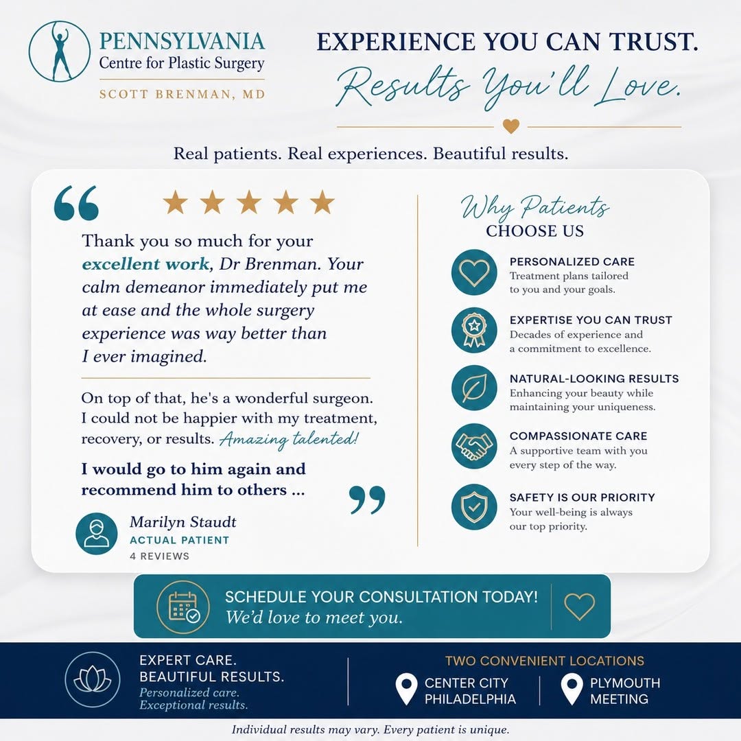 Instagram post by Dr. Scott A. Brenman: ⭐⭐⭐⭐⭐ Another Happy Patient There is nothing more rewarding than knowing our patients feel cared for from beginning to end. Thank you, Maril…