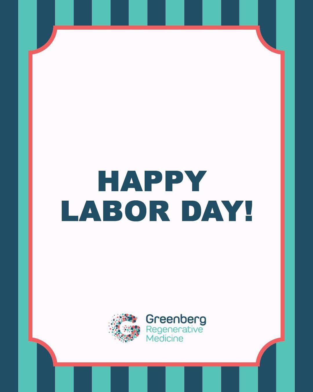 Instagram post by Dr. Scott Greenberg: Labor Day is a good reminder that rest is part of the path to healing. Whether you spent today off the clock or still moving, we hope you ga…