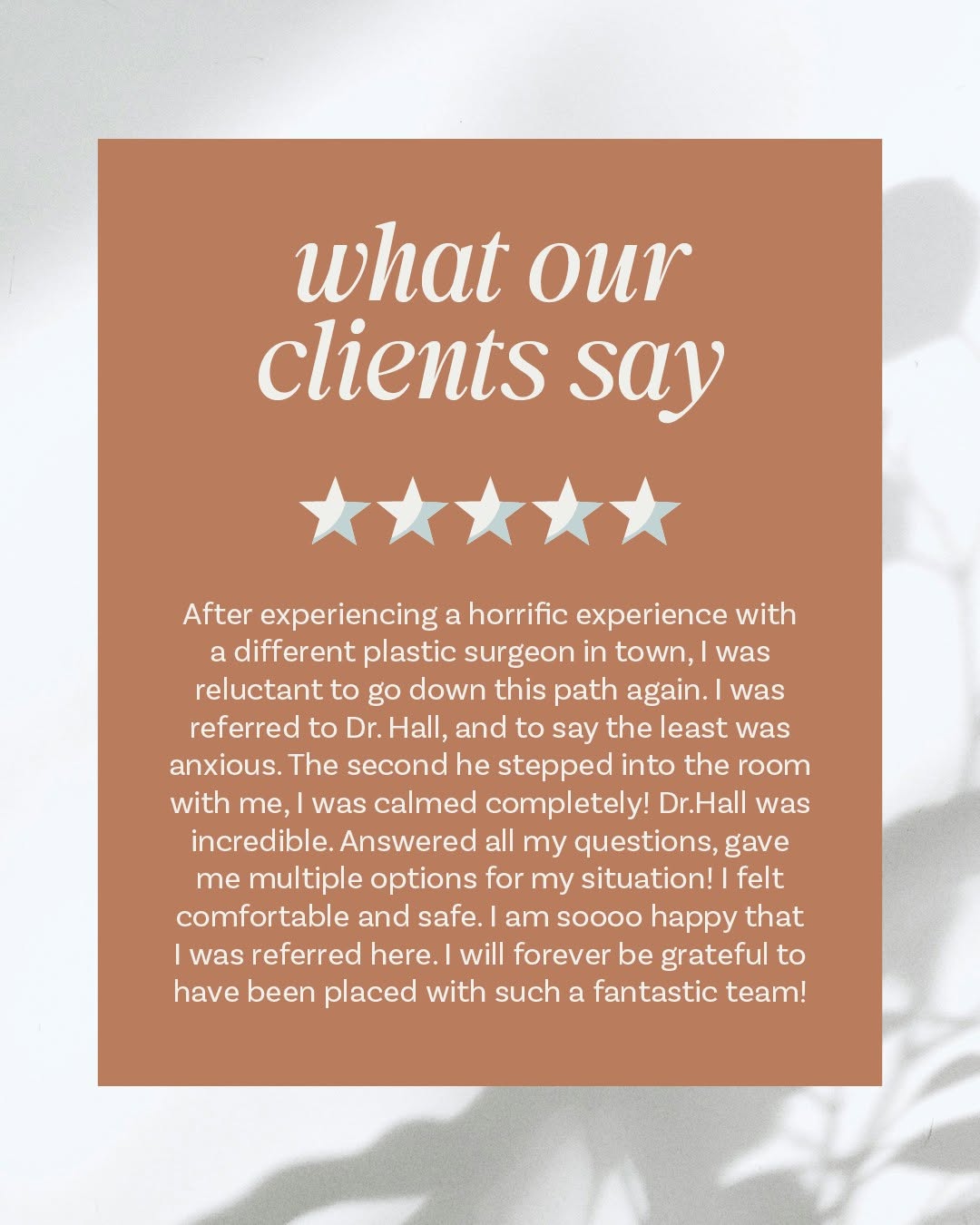 Instagram post by Dr. Scott W. Wrye: We know that trust is everything in this industry. The entire Hall & Wrye team are committed to making every patient feel safe, heard, and c…