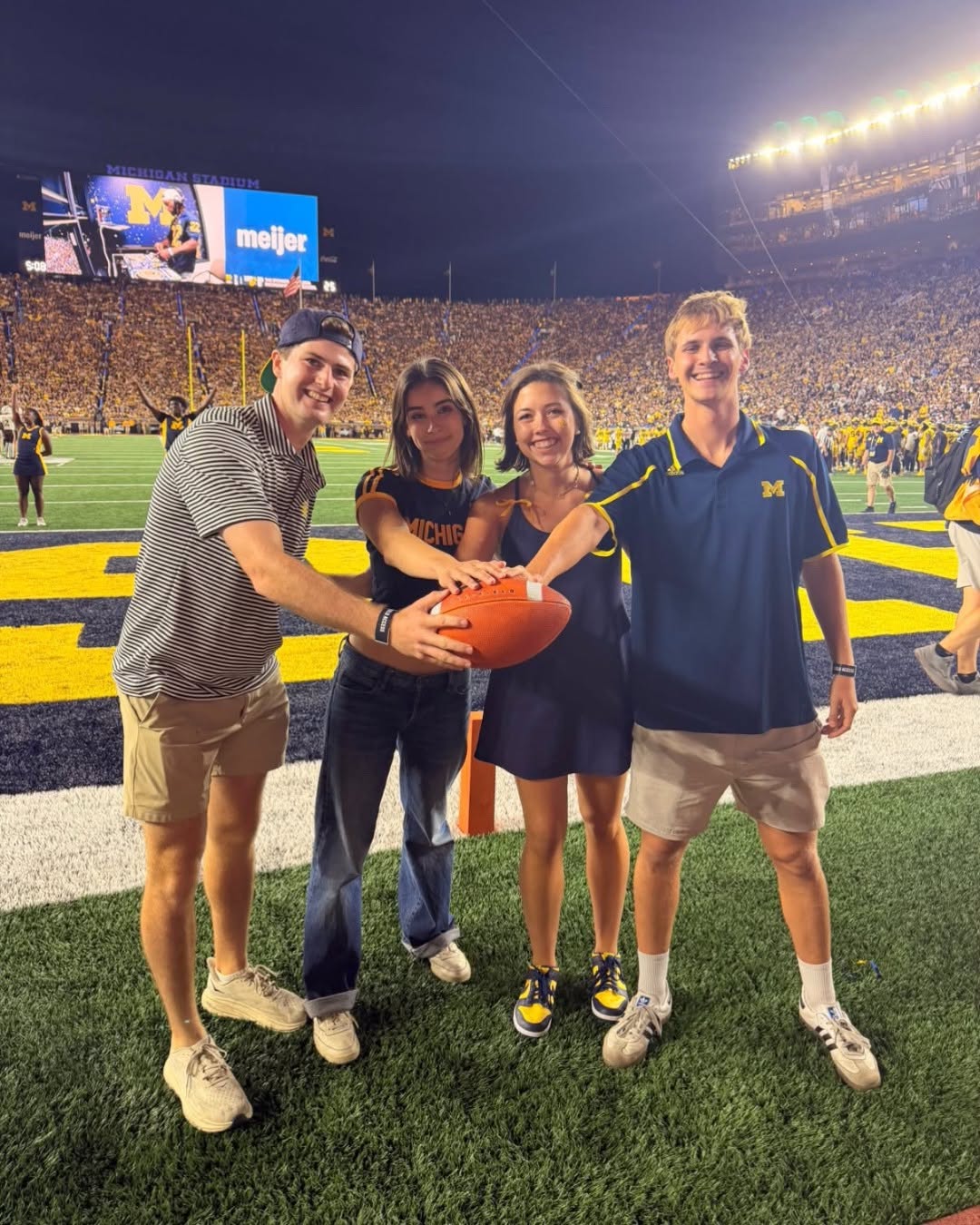 Instagram post by Dr. Sean P. Edwards, DDS: RACING FORWARD: Two years after surviving sudden cardiac arrest, U-M junior Ethan King sprinted the final leg of the Big House 4 x 25-yard d…