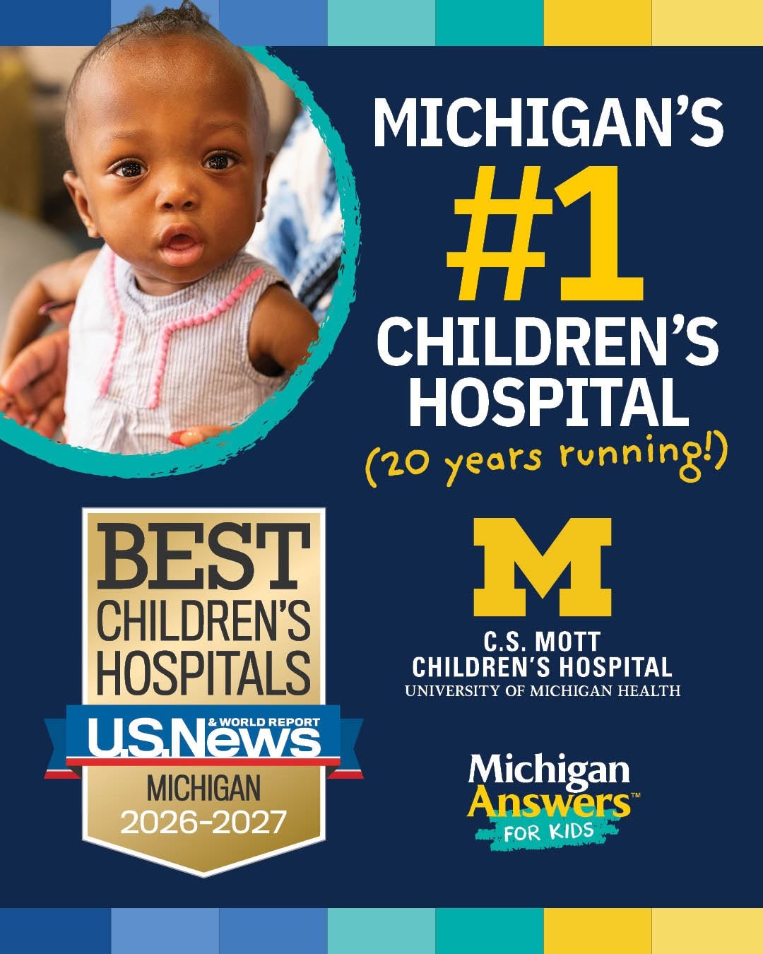 Instagram post by Dr. Sean P. Edwards, DDS: 💛💙#1 in Michigan. 20 years running. For the 20th year in a row, we've been honored as Michigan's BEST children's hospital and among the be…