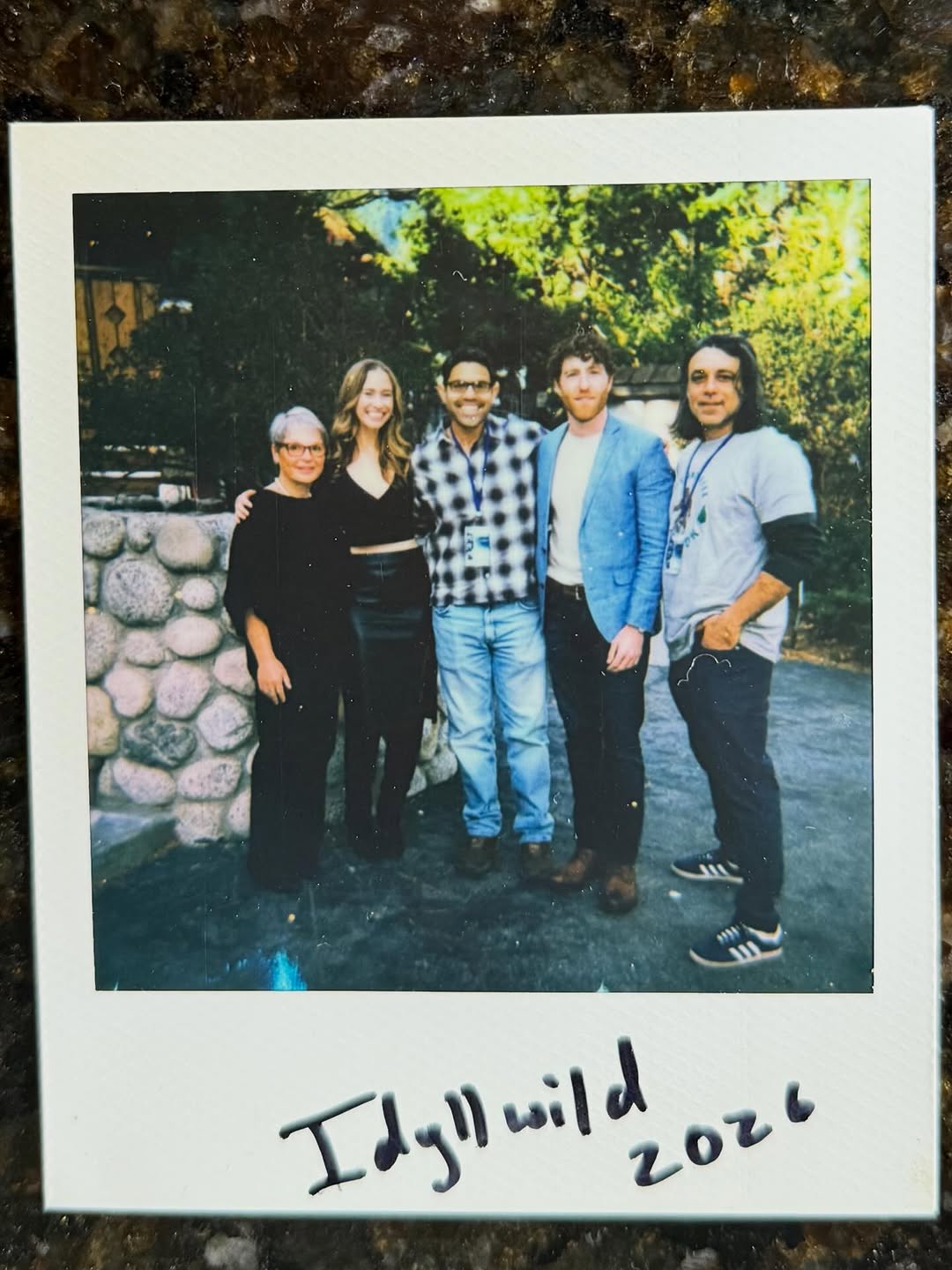 Instagram post by Dr. Selena Lantry: Idyllwild 2026. Grateful to these wonderful people. . Also I got a Polaroid 😬 . . @idyllwildcinemafest #act #actors #feature