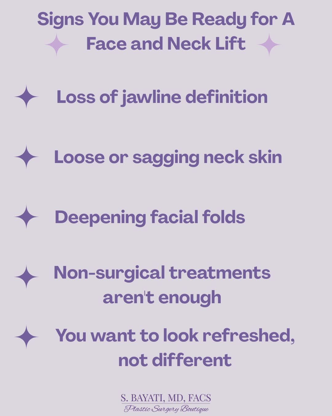 Instagram post by Dr. Semira Bayati: Is it time for a refresh? ✨ Changes like jowling, loose neck skin, deepening facial folds, and loss of jawline definition are a natural part…