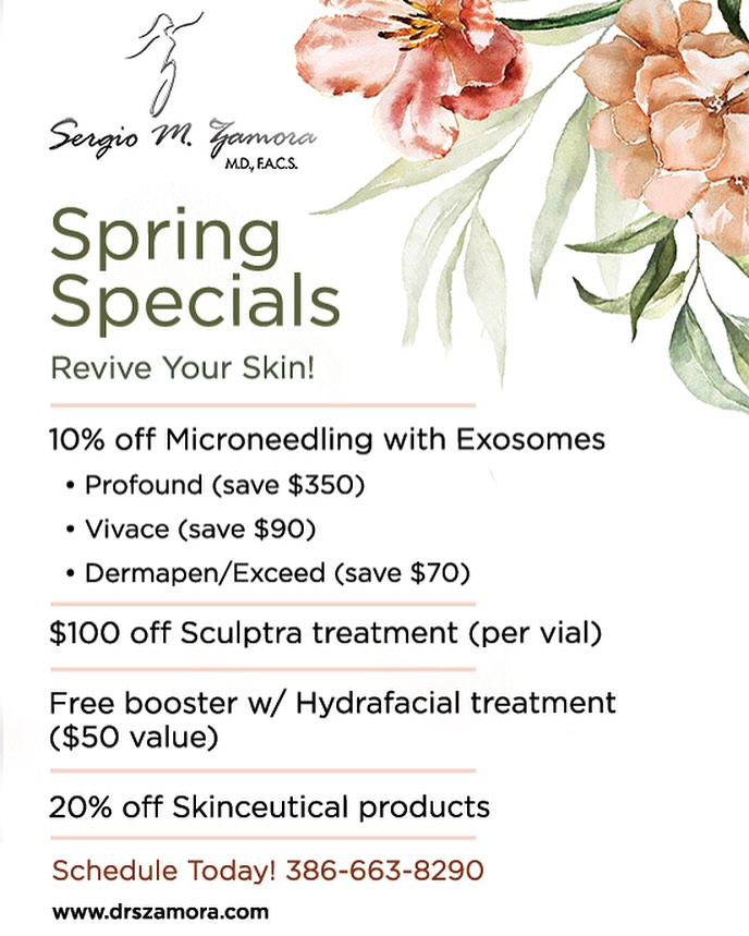 Instagram post by Dr. Sergio M. Zamora: Renew. Refresh. Radiate. Spring is the perfect time to shed the old and reveal your glow. Revitalize your skin with our Spring Renewal treat…