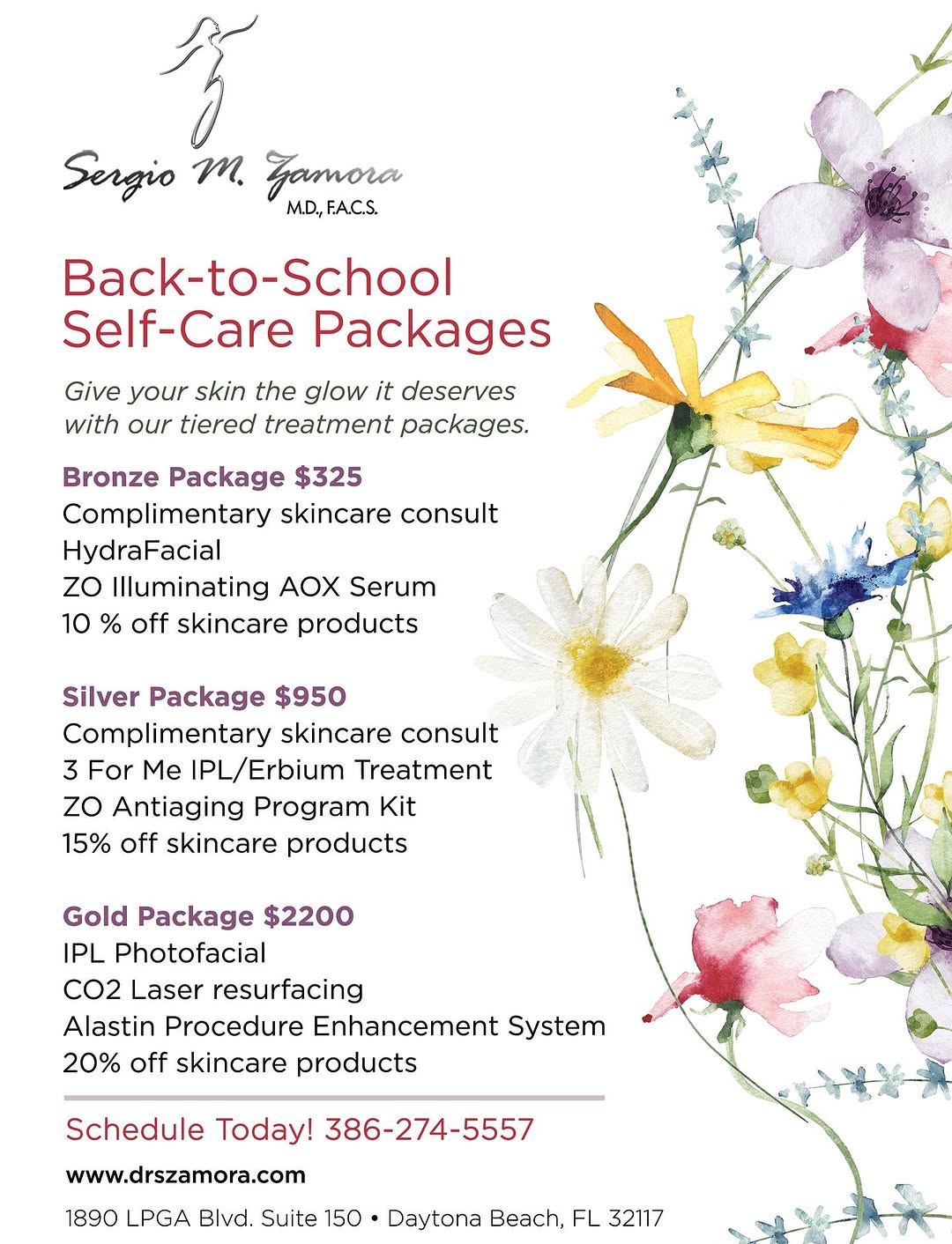 Instagram post by Dr. Sergio M. Zamora: Your Skin Deserves Straight A’s — Explore Our Back-to-School Specials! 🤓