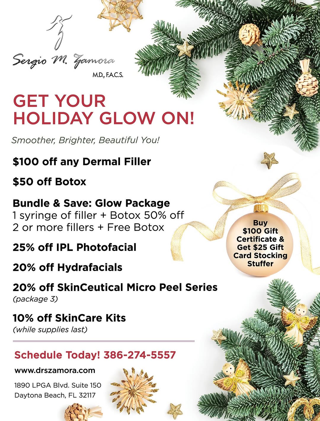 Instagram post by Dr. Sergio M. Zamora: Now! Is the time to get beauty ready for the holidays! 🎄