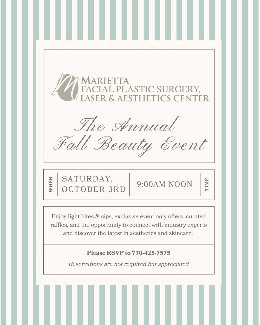 Instagram post by Dr. Seth A. Yellin: Our Annual Fall Beauty Event is almost here! ✨ Join us on Saturday, October 3rd from 9:00 a.m.-12:00 p.m. for an exclusive morning of beauty…