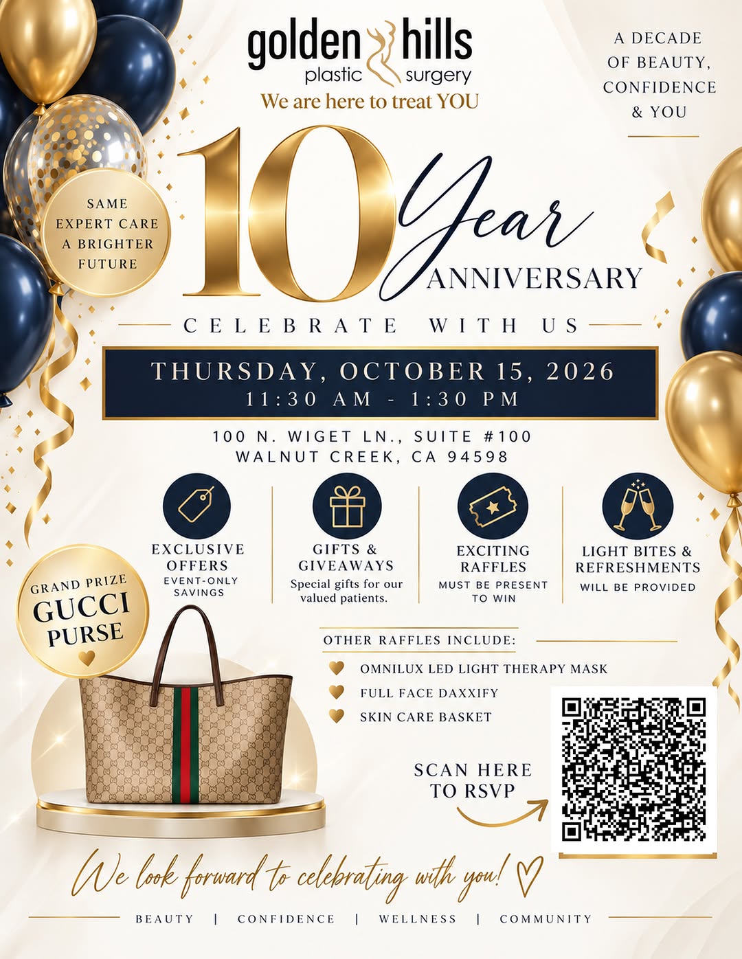 Instagram post by Dr. Seth Eberlin: ✨ A DECADE OF BEAUTY, CONFIDENCE & YOU ✨ We’re celebrating 10 incredible years of Golden Hills Plastic Surgery, and we want YOU to celebrate…