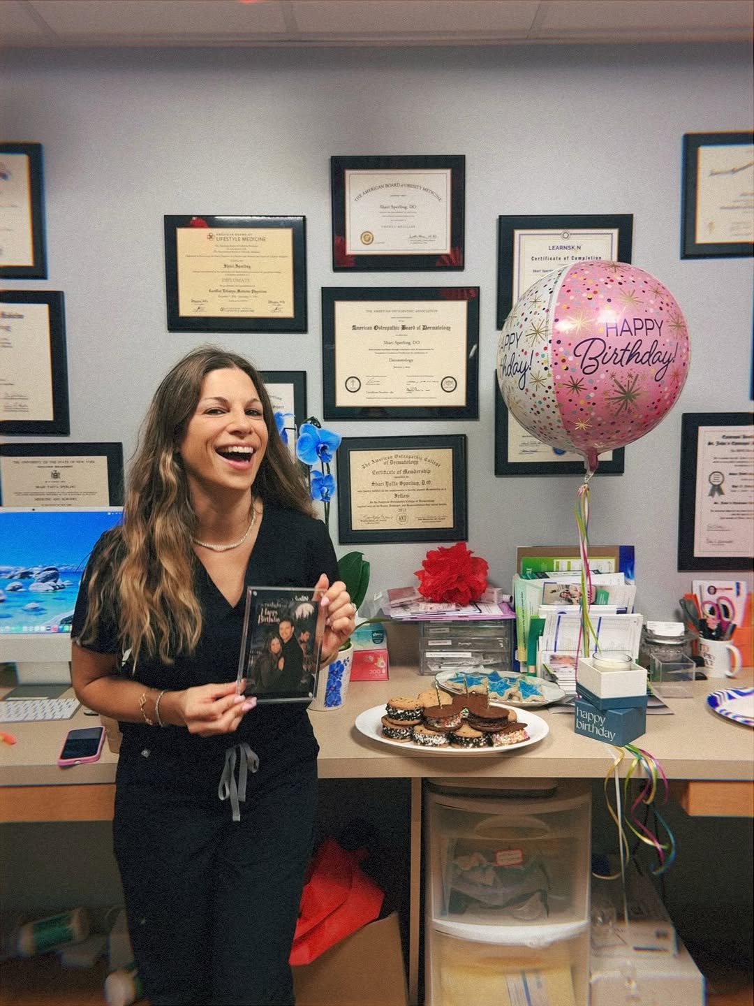 Instagram post by Dr. Shari Sperling, DO, FAOCD, FAAD: Life lately at Sperling Dermatology🤍 We’ve had a lot to celebrate around the office this past week! From celebrating Dr. Sperling’s birthda…