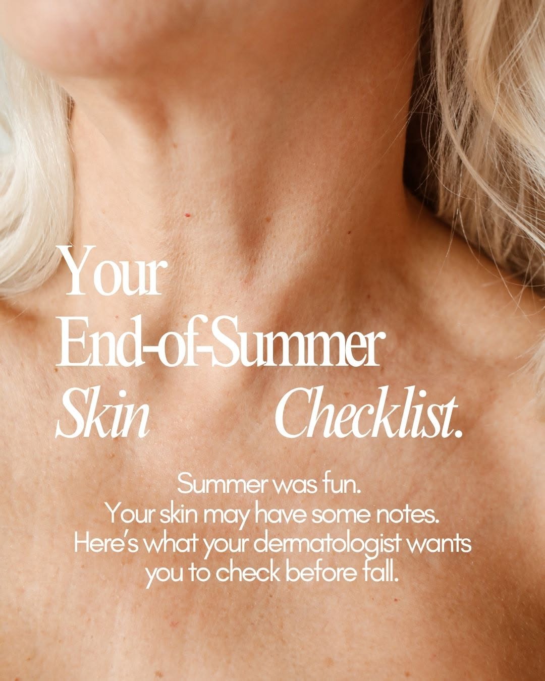 Instagram post by Dr. Shari Topper: Before we officially say goodbye to summer… how is your skin doing? ☀️🔎 After months of sun, heat, swimming and outdoor time, consider this…