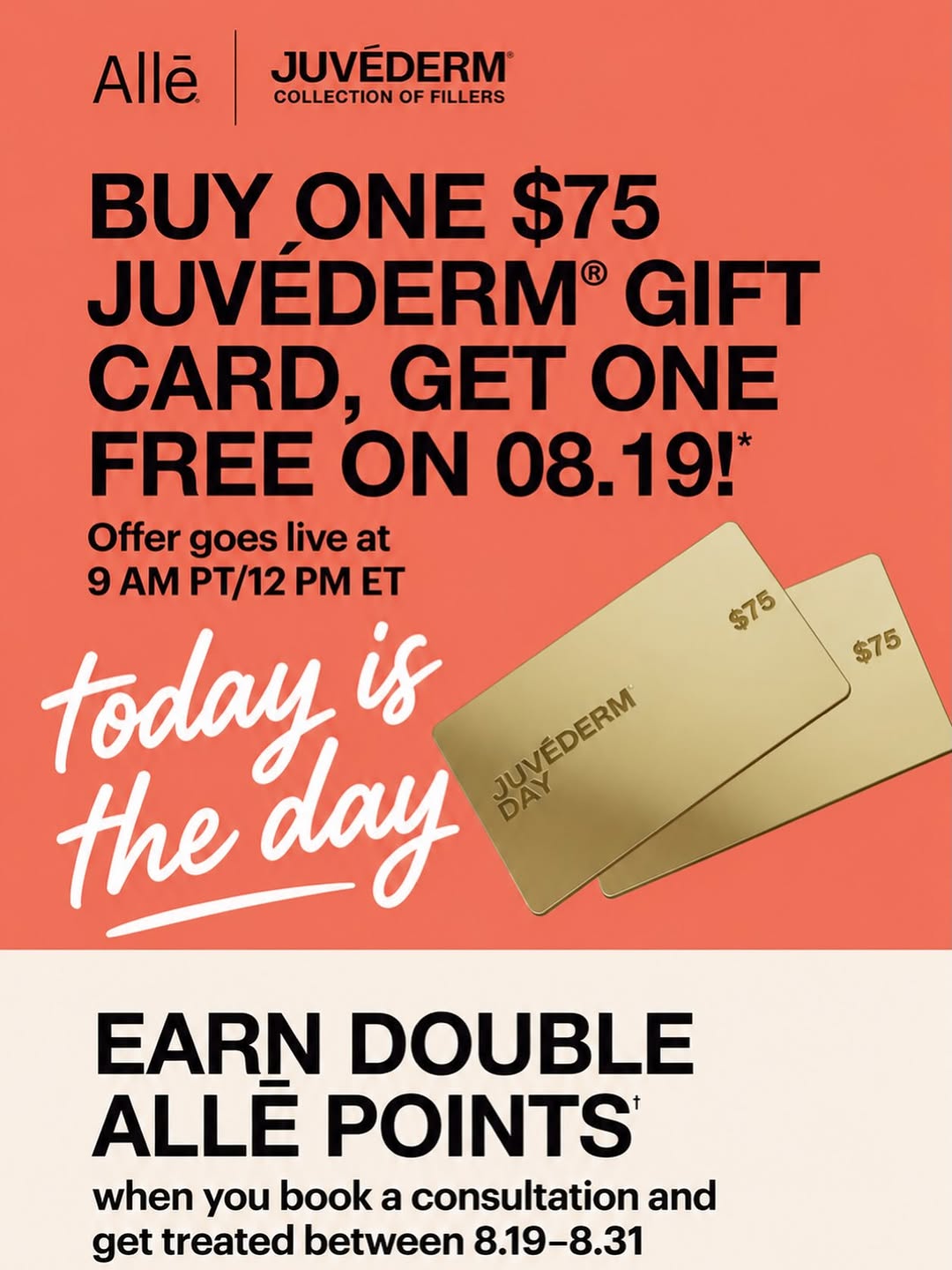 Instagram post by Dr. Shaun Parson: Happy JUVÉDERM DAY! 🎉 ✨ Today is the BIG day! ✨ Juvéderm Day 2026 is here, and that means BOGO Gift Cards 🎉 👉 Buy a $75 Alle gift card, g…