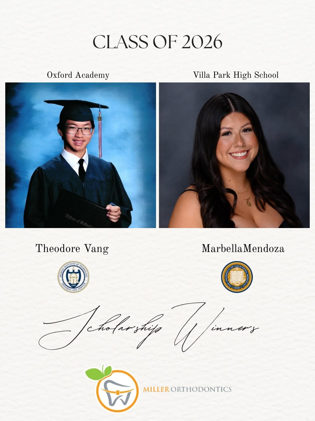 Instagram post by Dr. Shawn L. Miller, D: 🎓✨ Celebrating our scholarship winners! Congratulations to Theodore Vang of Oxford Academy, our $1,000 Scholarship Winner! Theodore will be…