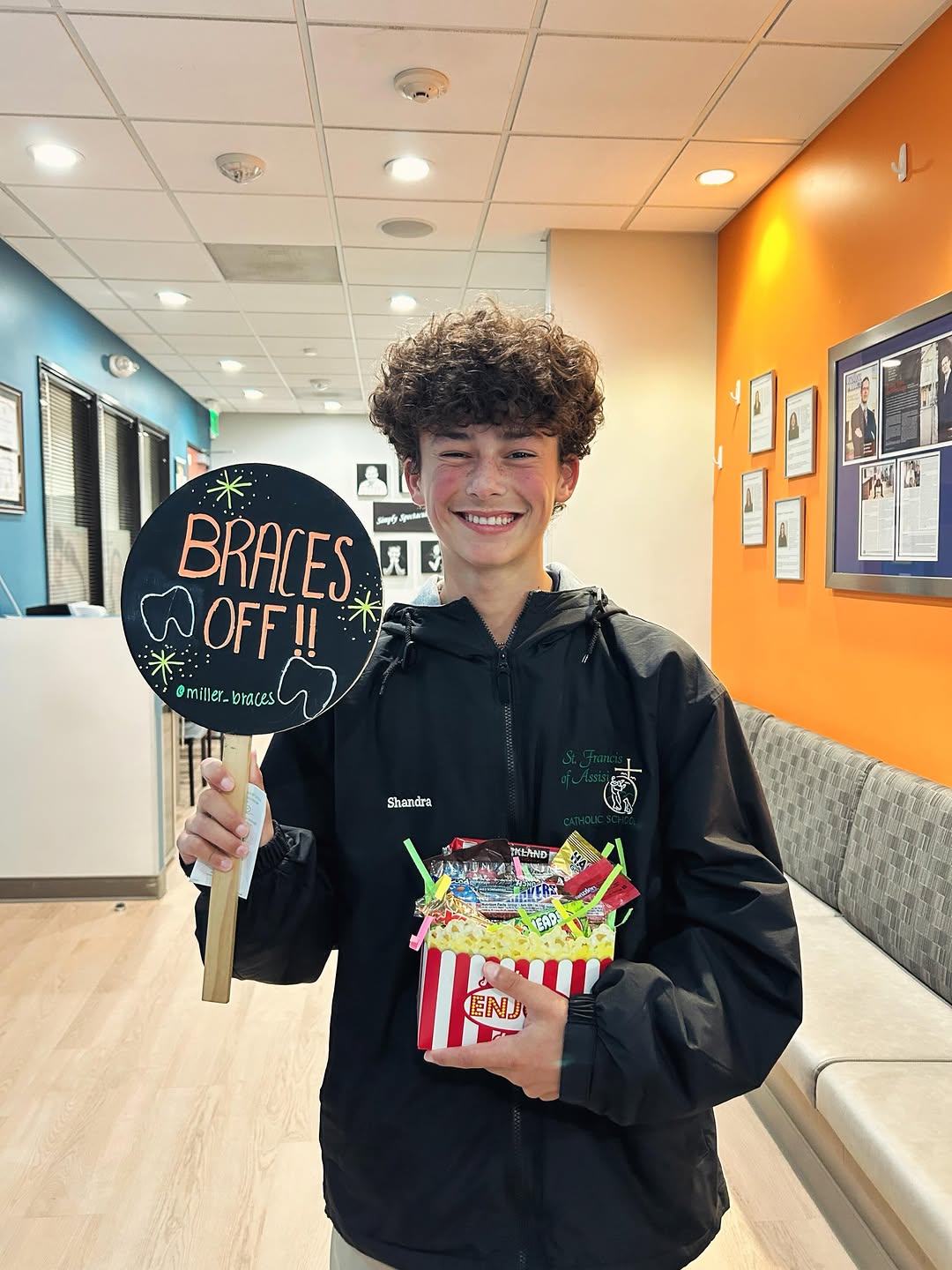 Instagram post by Dr. Shawn L. Miller, D: Congratulations to your bright and improved smile! 😁🎉🎊#braces #bracesoffday #viral #fyp #dental