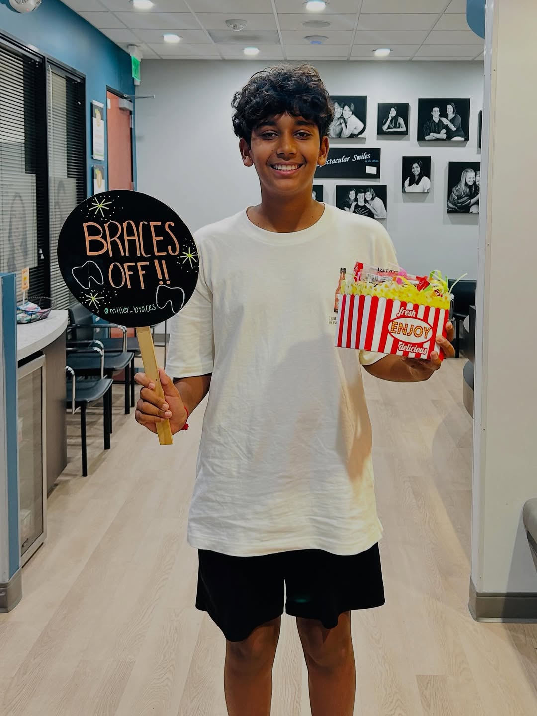 Instagram post by Dr. Shawn L. Miller, D: The braces are OFF and the smile is ON! 😍✨🦷 Congratulations on your beautiful new smile!! #BracesOff #SmileReveal #SmileTransformation #Or…