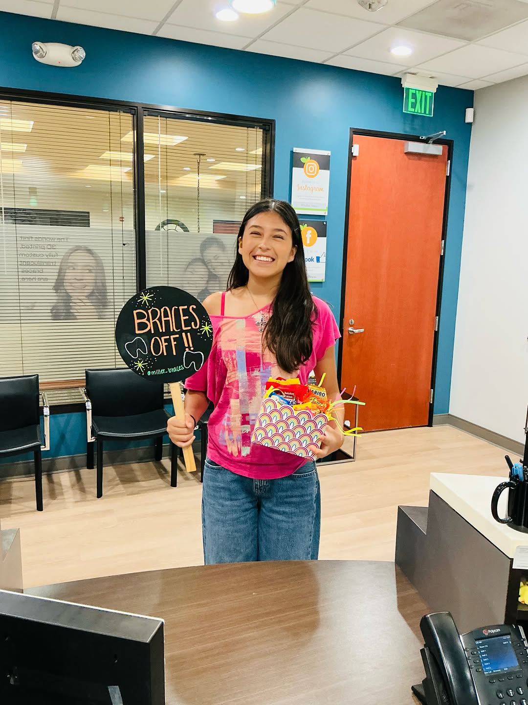 Instagram post by Dr. Shawn L. Miller, D: The moment we’ve all been waiting for! After months of hard work, patience, and dedication, our patients are officially braces-free and show…
