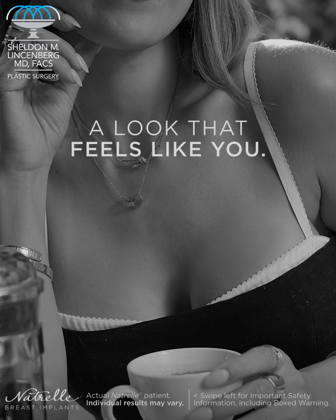 Instagram post by Dr. Sheldon Lincenberg: Breast Implants Aren’t One-Size-Fits-All. Choosing the right breast implant is about much more than picking a size or cup size. Your surgeon…