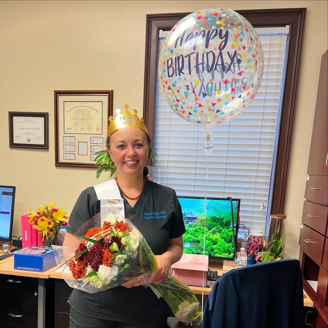 Instagram post by Dr. Shereen Oloufa: Everyone wish the best Obgyn a Happy birthday!! 🎂🎈 🥳