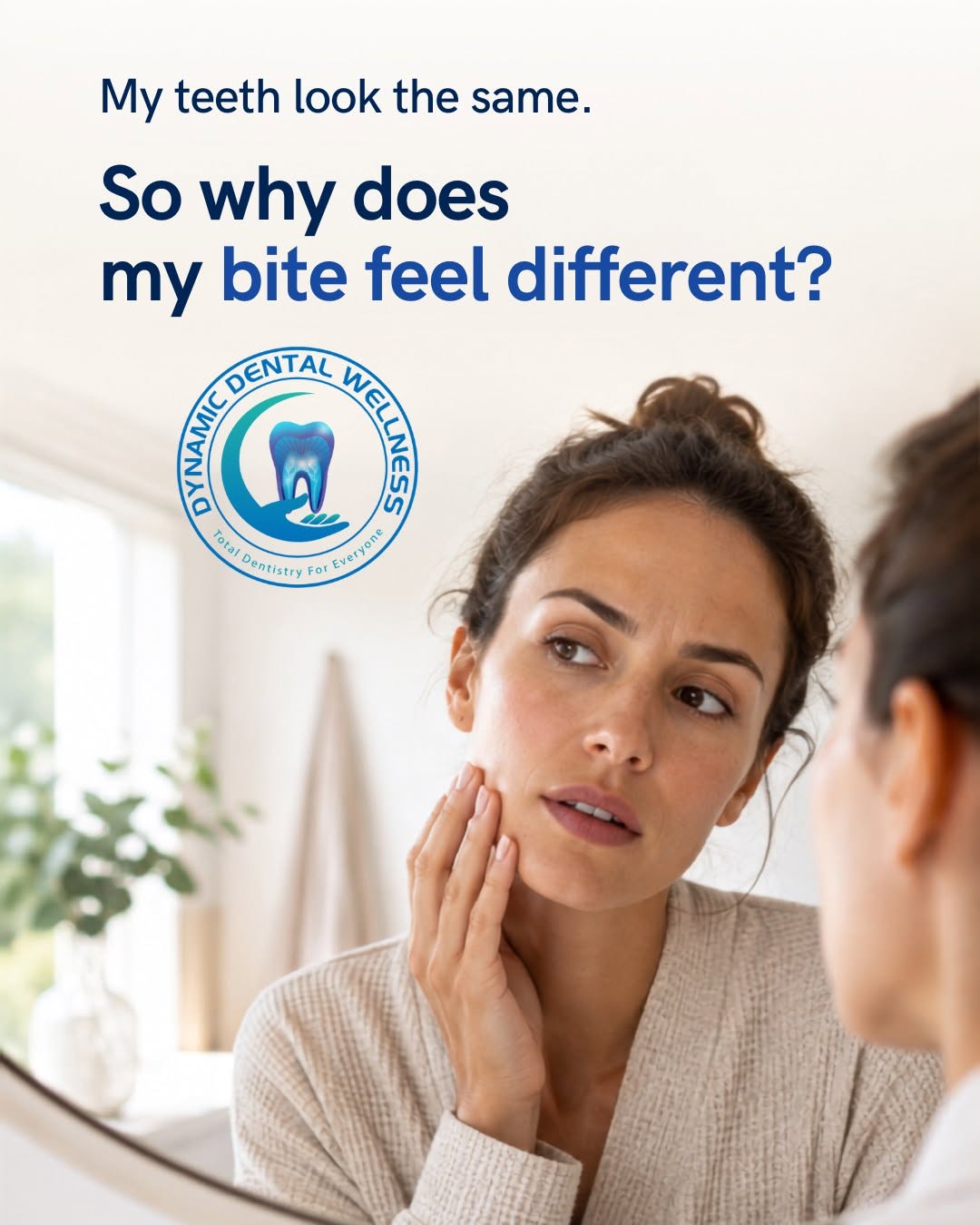 Instagram post by Dr. Sheri Salartash: Nothing looks different in the mirror. But one side touches first. Your jaw feels tired by dinner. You keep shifting food to the other side …