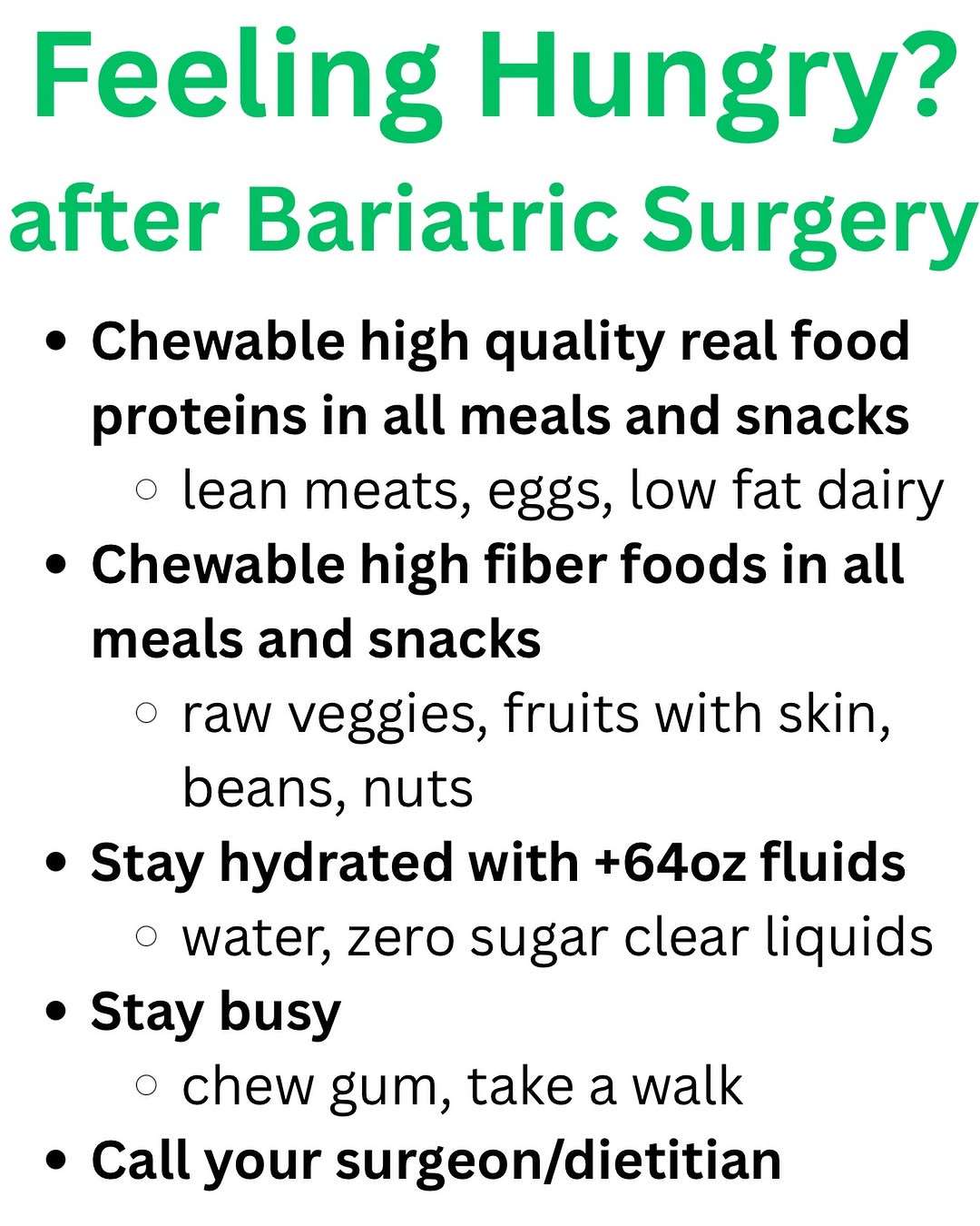 Instagram post by Dr. Sherman C. Yu: Feeling hungry after surgery is common and normal. But we need to identify true hunger vs head hunger. Make sure all meals and snacks includ…