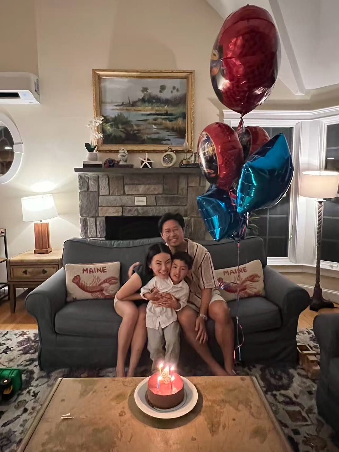 Instagram post by Dr. Shirley Hu: August recap (outside of the operating room). Birthday celebrations, delicious meals out and at home, pool time, BTS, balloons, Maine. What …