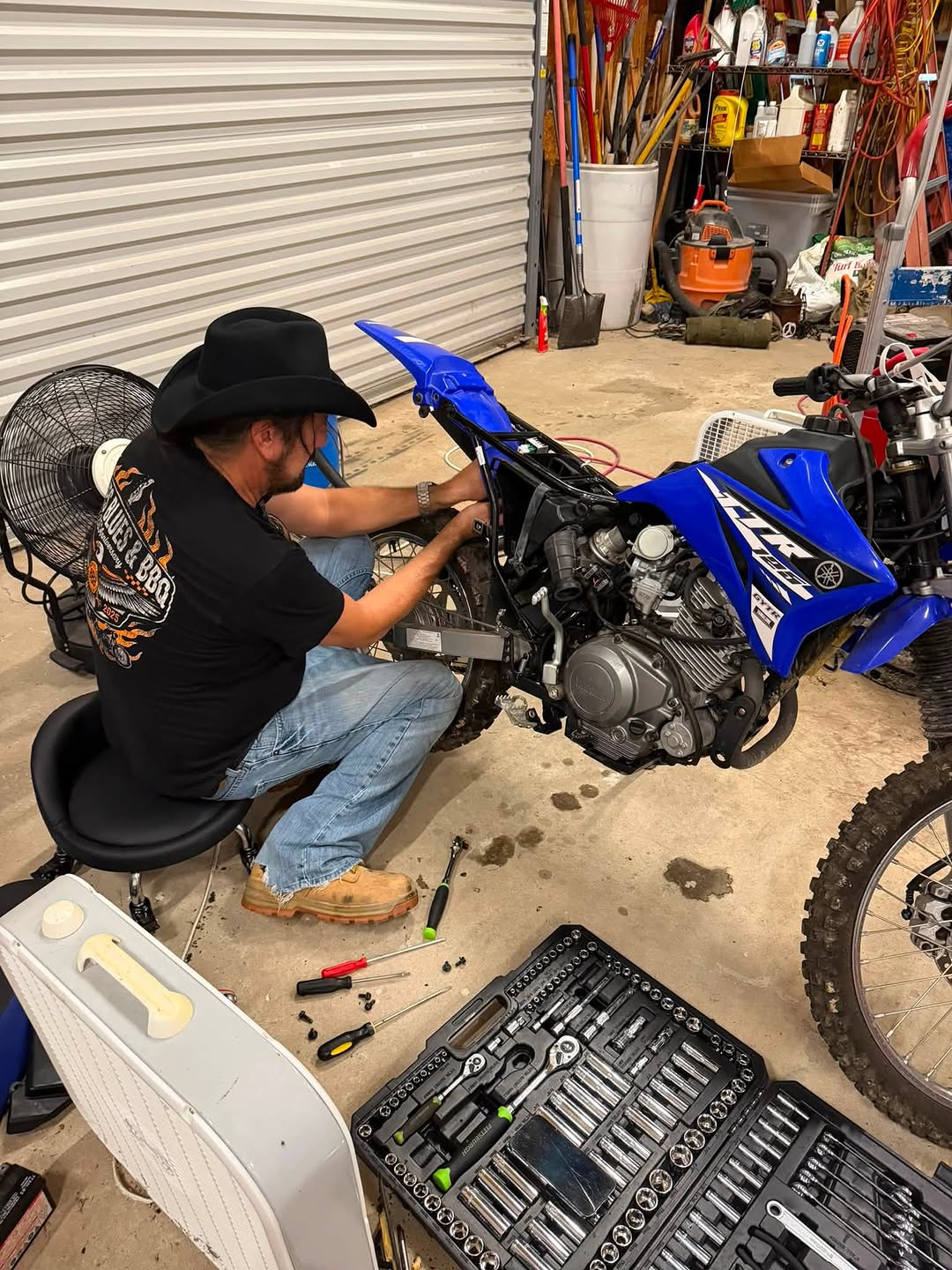 Instagram post by Dr. Shondra L. Smith: My sister from another mister had a dirt bike that hasn’t run in over 10 years. In 2 hours, my man had it torn apart, put together and runni…