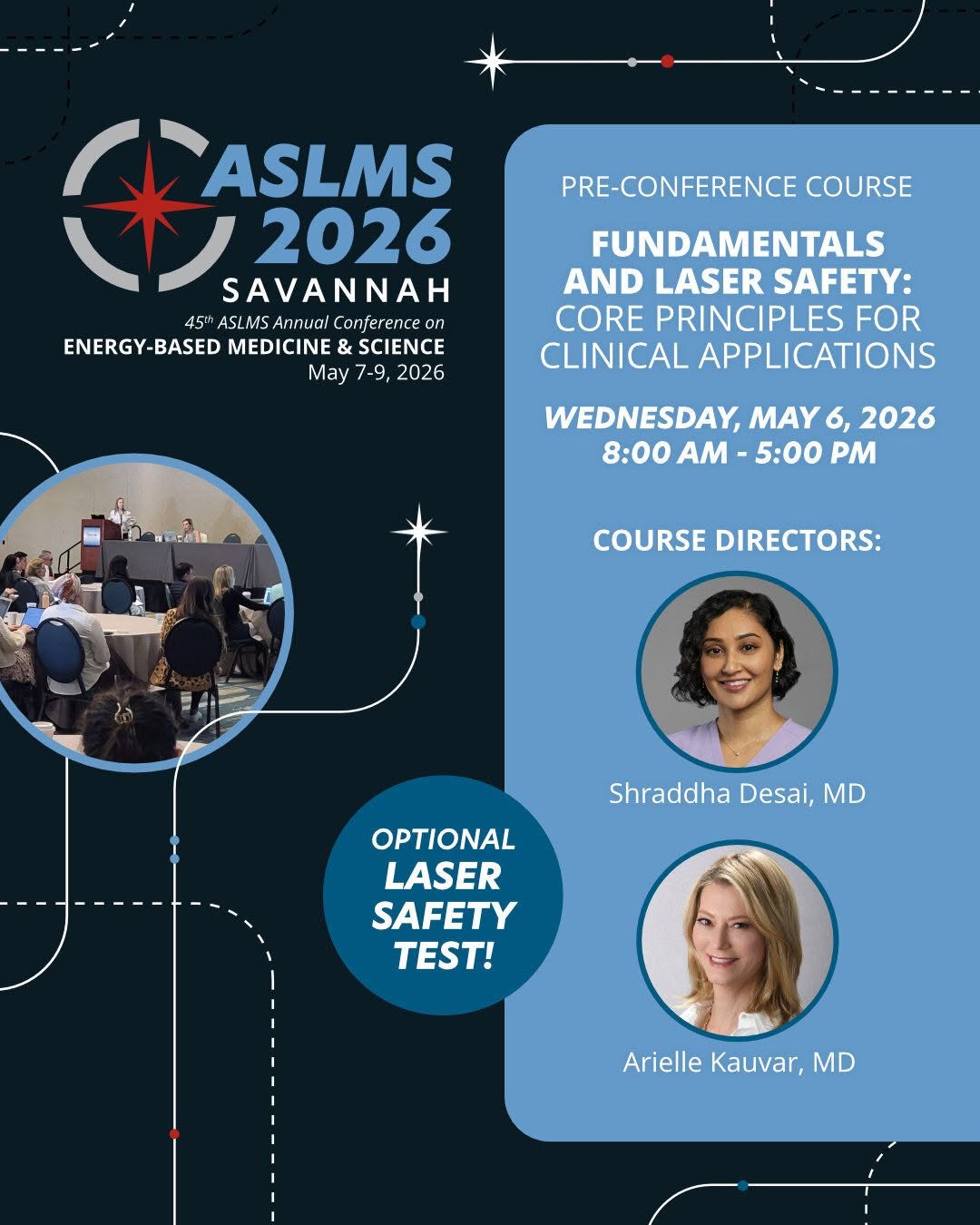 Instagram post by Dr. Shraddha Desai: Are you a medical professional looking to advance your knowledge of lasers and energy-based devices? Learn from leading experts in the field…