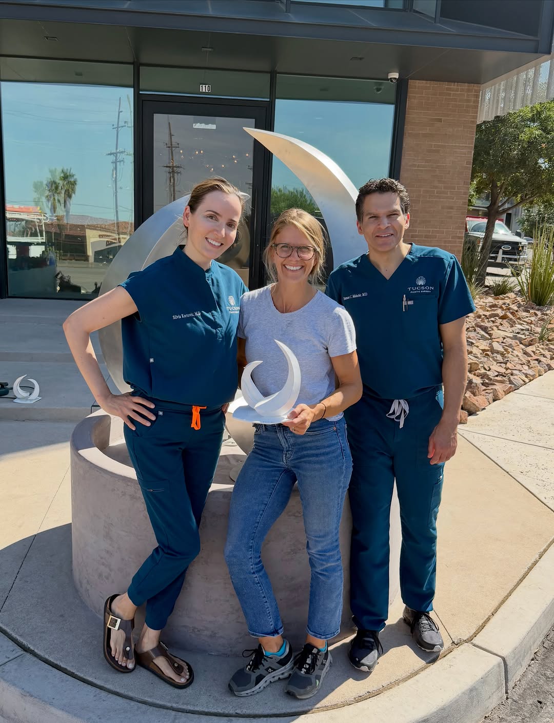 Instagram post by Dr. Silvia Kurtovic: We’re honored to welcome Unity, a custom sculpture created in collaboration with the incredibly talented Beth Nybeck, to Glow Skin + Wellnes…