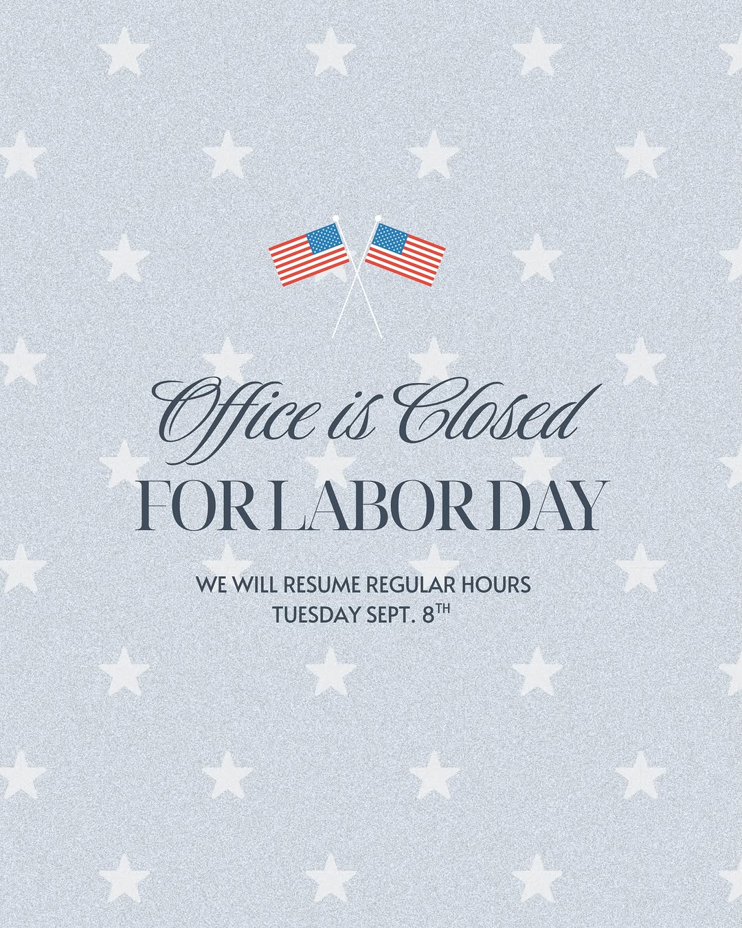 Instagram post by Dr. Sonya Merriman: Have a safe and happy holiday! We will be back bright and early tomorrow morning 🤍🇺🇸