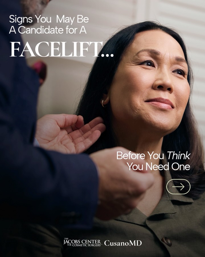 Instagram post by Dr. Stanley W. Jacobs: Facelifts are often thought of as a far off decision. In reality, for some, the earliest signs tend to show up before most people are ready …