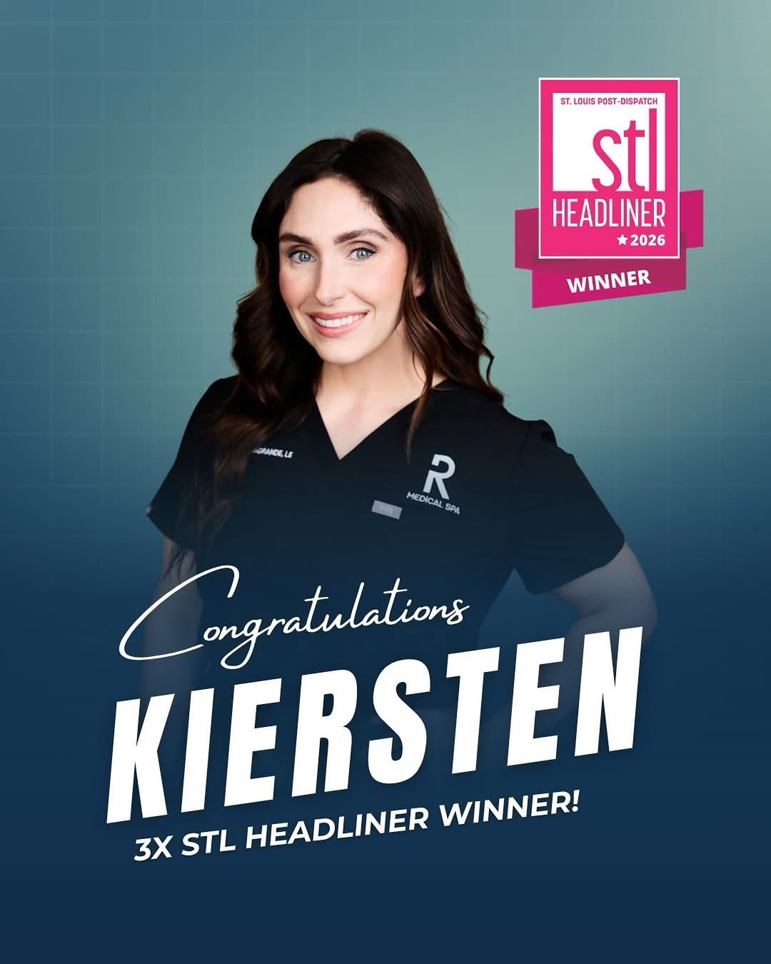 Instagram post by Dr. Stefan B. Craig: 🏆 Three years in a row! We’re so proud to celebrate Kiersten for being named Best Esthetician in the STL Headliner Awards for the third con…